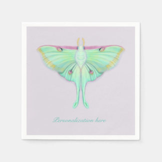 Serviette En Papier Papillon de lune avec personnalisation sur lavande