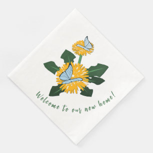 Serviette En Papier Papillon de pissenlit stylisé Bienvenue à la nouve