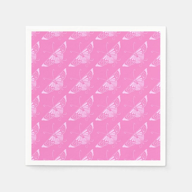 Serviette En Papier Papillon déco stylisé - orchidée rose (Devant)