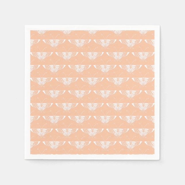 Serviette En Papier Papillon Deco stylisé - pêche douce (Devant)