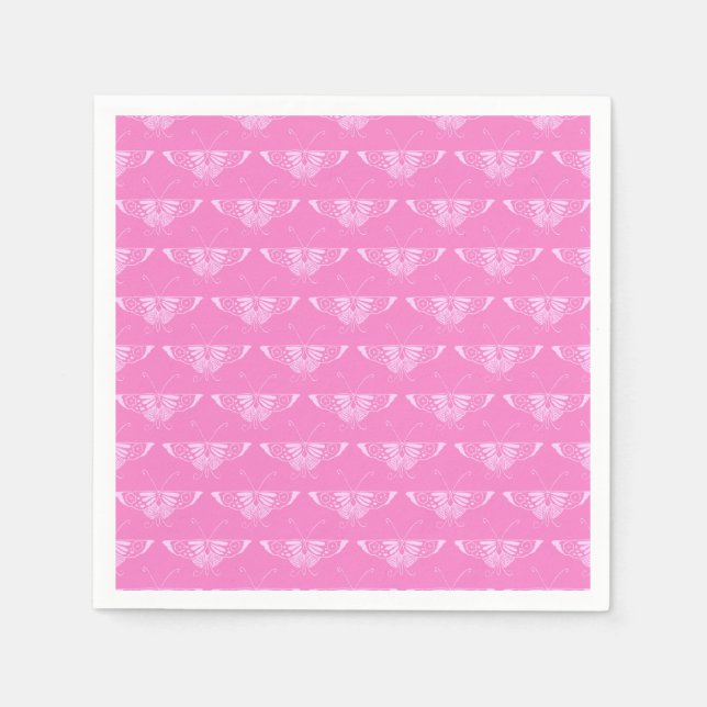 Serviette En Papier Papillon Deco stylisé - rose orchidée (Devant)