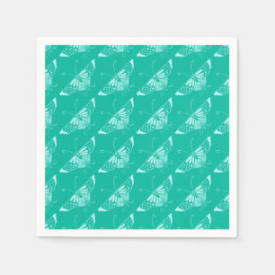 Serviette En Papier Papillon Deco stylisé - turquoise et aqua