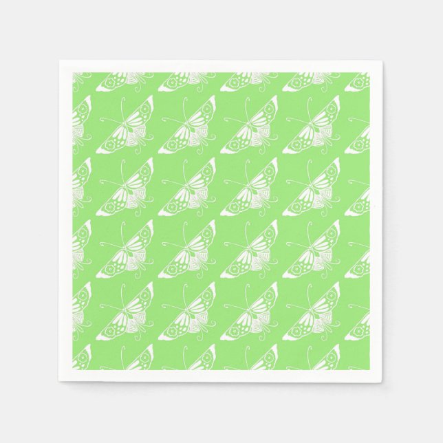 Serviette En Papier Papillon déco stylisé - vert citron (Devant)