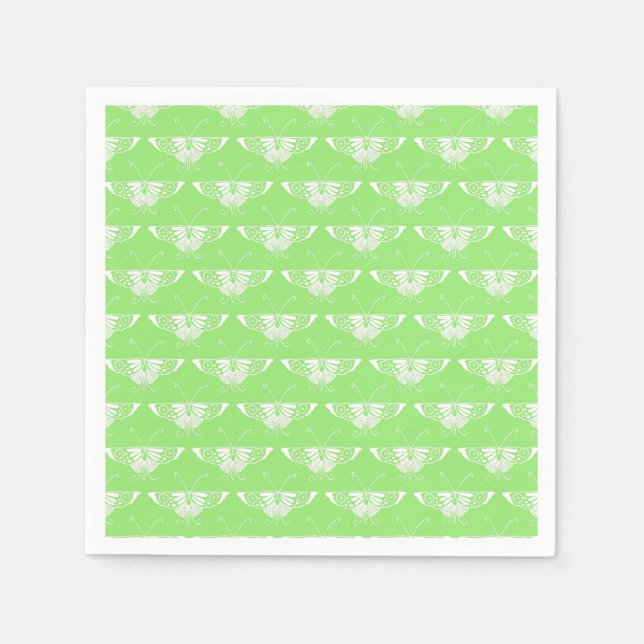 Serviette En Papier Papillon Deco stylisé - vert citron (Devant)