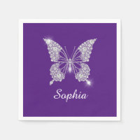 Papillon Diamant Blanc, Nom du script, Royal Purpl