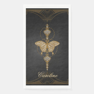 Serviette En Papier Papillon doré.