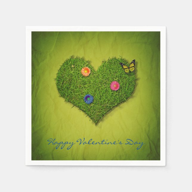 Serviette En Papier Papillon en forme de coeur (Devant)