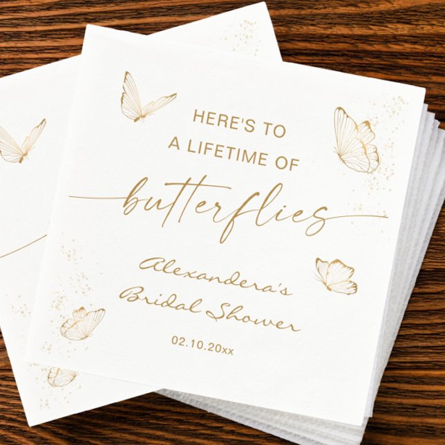 Serviette En Papier Papillon en Or Blanc pour une Fête de Mariage (Créateur téléchargé)