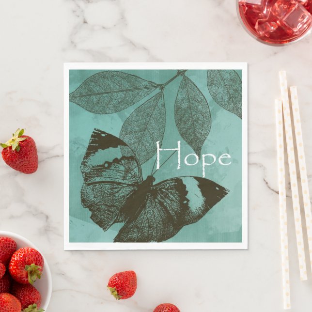 Serviette En Papier Papillon Espoir Inspiration Vert (En situation)
