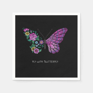 Serviette En Papier papillon et fleurs florales ailes papillons yout
