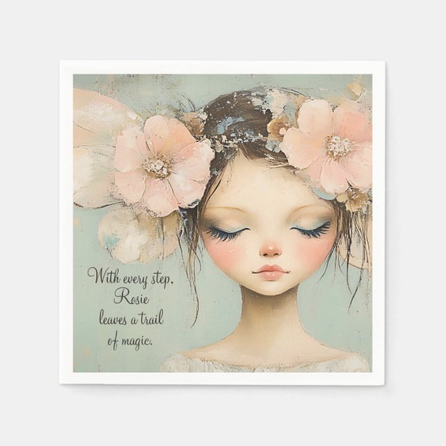 Serviette En Papier Papillon Fairy Whimsical Ailes sur mesure (Devant)