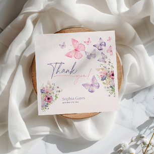 Serviette En Papier Papillon Fleur sauvage Merci 