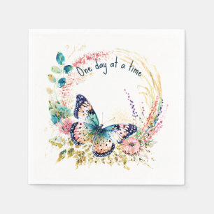 Serviette En Papier Papillon floral aquarelle personnalisé