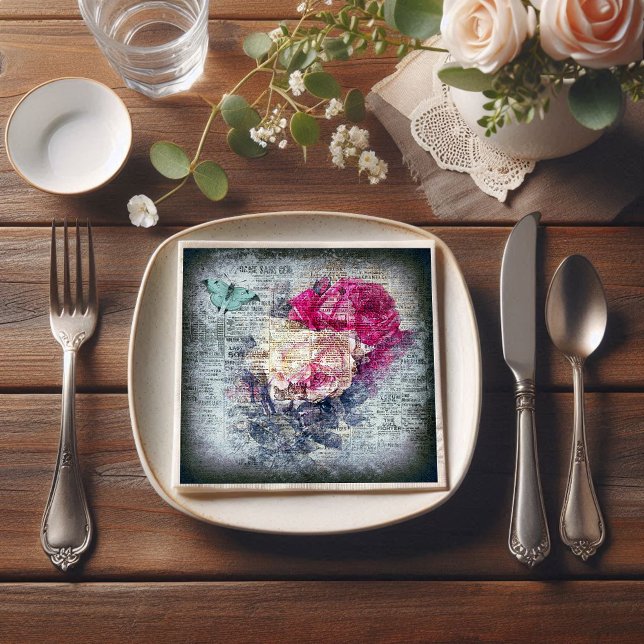 Serviette En Papier Papillon floral Ephemera (Créateur téléchargé)