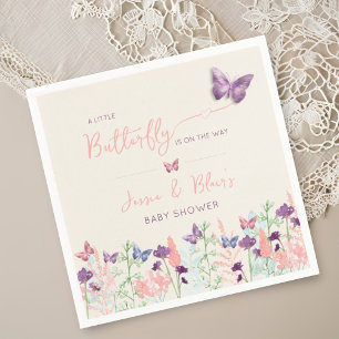 Serviette En Papier Papillon Garden Pastel Baby shower Fleur sauvage