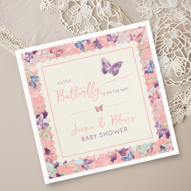Serviette En Papier Papillon Garden Pastel Baby shower Fleur sauvage (Créateur téléchargé)