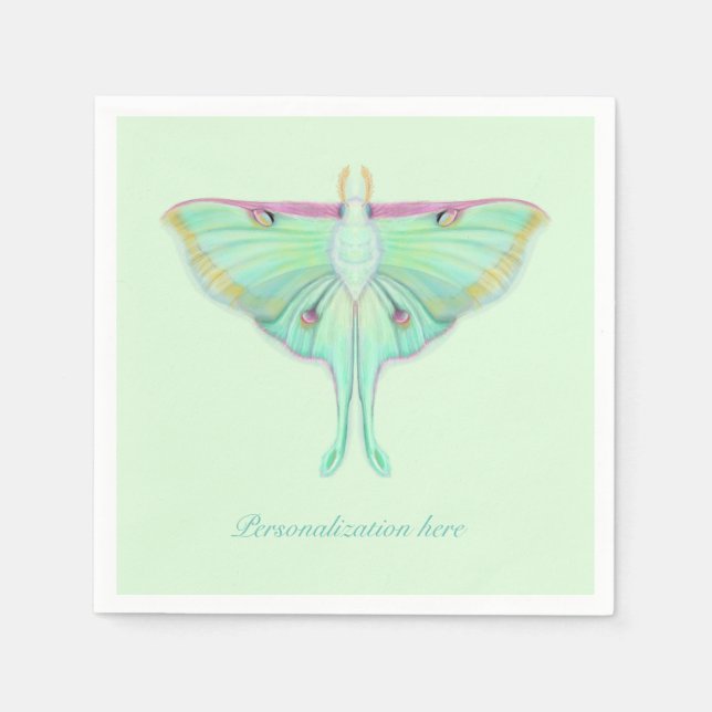 Serviette En Papier Papillon-lune avec personnalisation (Devant)