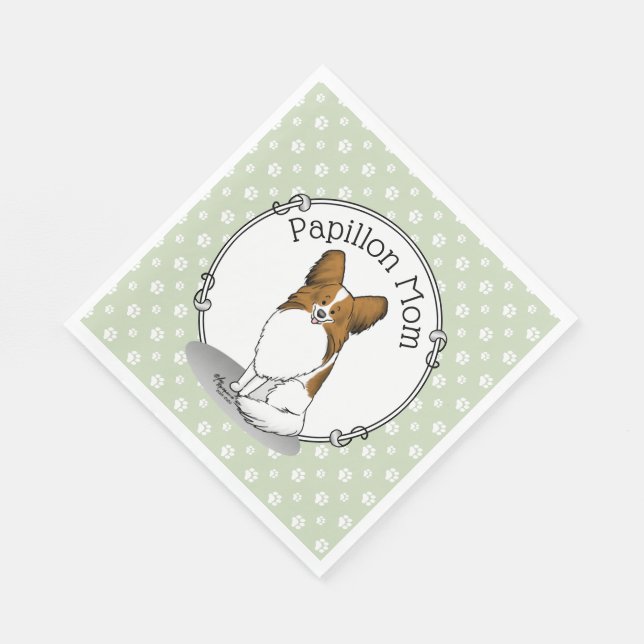 Serviette En Papier Papillon Maman Pap Maman (blanc & sable) Mignonne  (Coin)