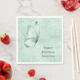 Serviette En Papier Papillon Menthe Taches Blanches Anniversaire