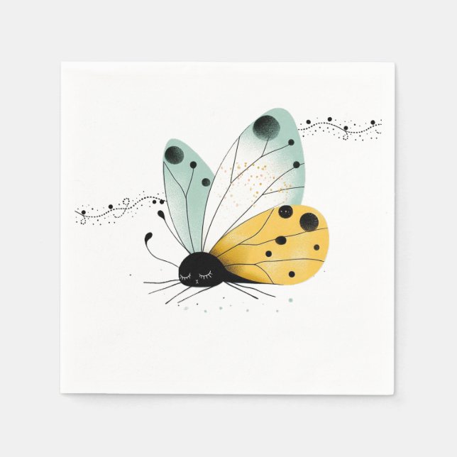 Serviette En Papier Papillon Mignon et Endormi (Devant)