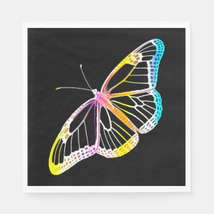 Serviette En Papier Papillon Monarque coloré dessin arc-en-ciel