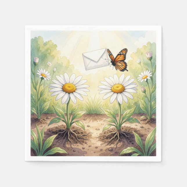 Serviette En Papier Papillon monarque livrant du courrier (Devant)