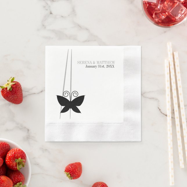 Serviette En Papier Papillon noir (En situation)