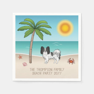 Serviette En Papier Papillon Noir Et Blanc Chien Plage Été Tropicale