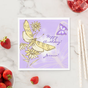 Serviette En Papier Papillon pêche pourpre