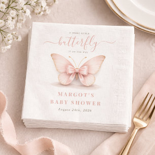 Serviette En Papier Papillon Rose Coquette Noeud Fille Baby Shower Fêt
