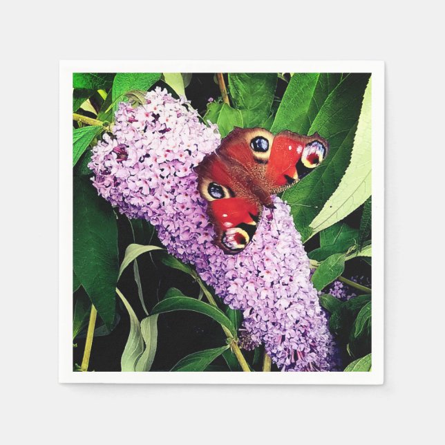 Serviette En Papier Papillon rouge (Devant)