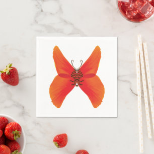 Serviette En Papier Papillon rouge orange avec votre nom