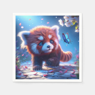 Serviette En Papier Papillon rouge Panda Imaginaire mignon