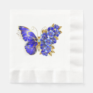 Serviette En Papier Papillon Saphir Fleur