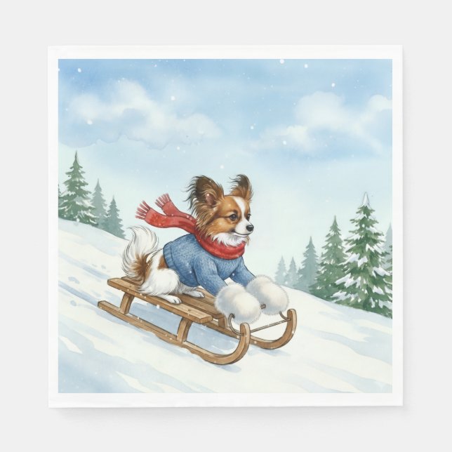 Serviette En Papier Papillon Sledding, Napkins (Devant)