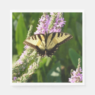 Serviette En Papier Papillon Swallowtail sur Fleurs sauvages pourpres