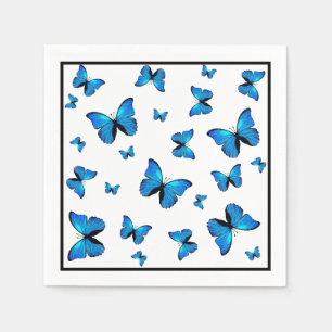 Serviette En Papier Papillons bleus