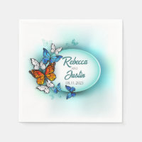 Papillons bleus et oranges Serviettes de sauce mod