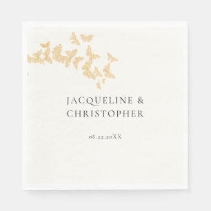 Serviette En Papier Papillons Boho Or moderne Mariage romantique