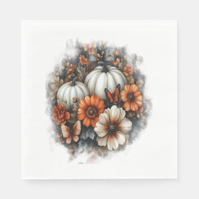 Serviette En Papier Papillons Citrouille de pays (Devant)