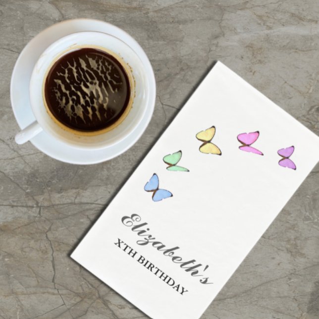 Serviette En Papier Papillons colorés Anniversaire (Créateur téléchargé)