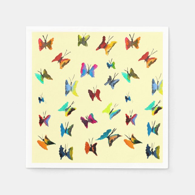 Serviette En Papier Papillons couleur aquarelle (Devant)