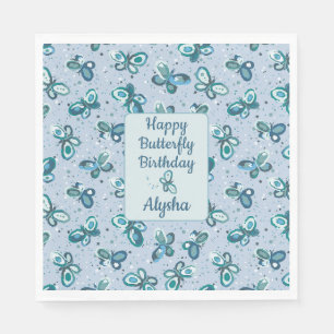Serviette En Papier Papillons Doodle Bugs - bleu - anniversaire enfant