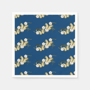 Serviette En Papier Papillons d'or modèle floral serviettes