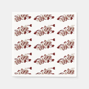 Serviette En Papier Papillons du coeur rouge Motif serviettes