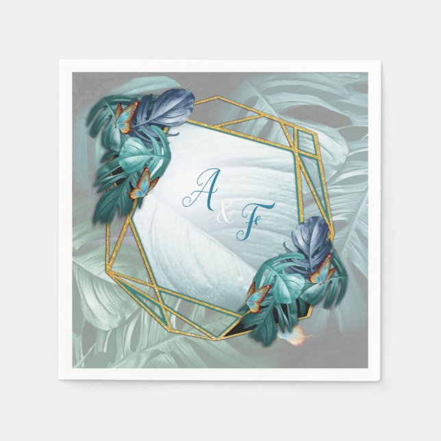 Serviette En Papier Papillons du Paradis/Tropical Turquoise Splash (Devant)