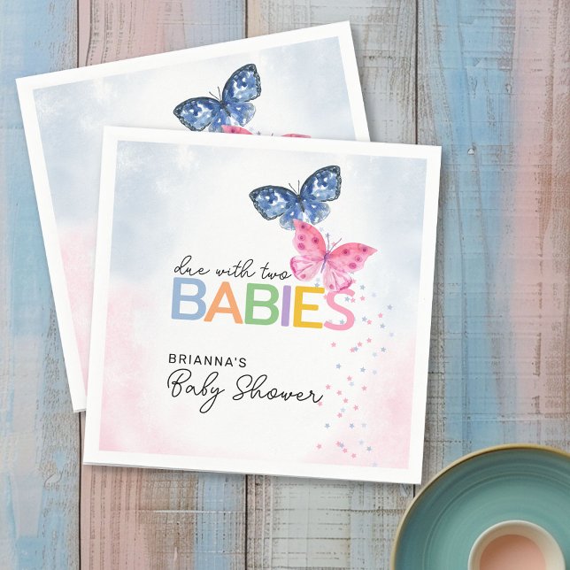 Serviette En Papier Papillons dus avec deux Baby shower bébé (Créateur téléchargé)