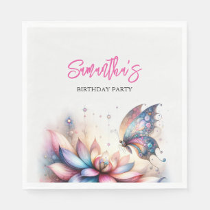 Serviette En Papier Papillons et berceuses Baby shower Aquarelle