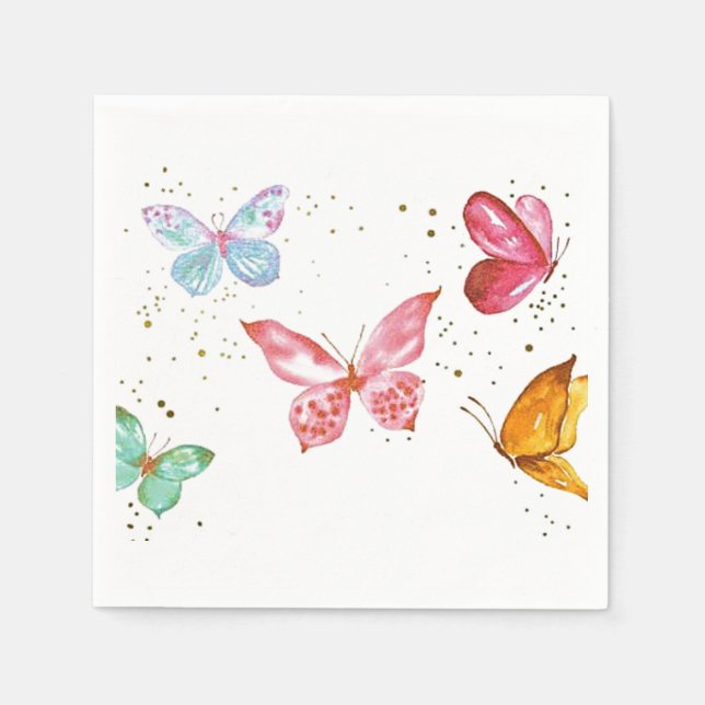 Serviette En Papier Papillons et paillettes  (Devant)