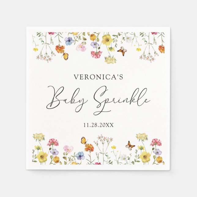 Serviette En Papier Papillons fleurs sauvages Boho Baby Sprinkl (Devant)